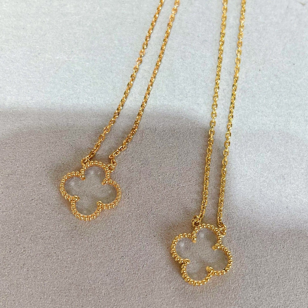 [Shinejoy] COLLIER EN OR ROSE ET CRISTAL DE CLOVER ROCK