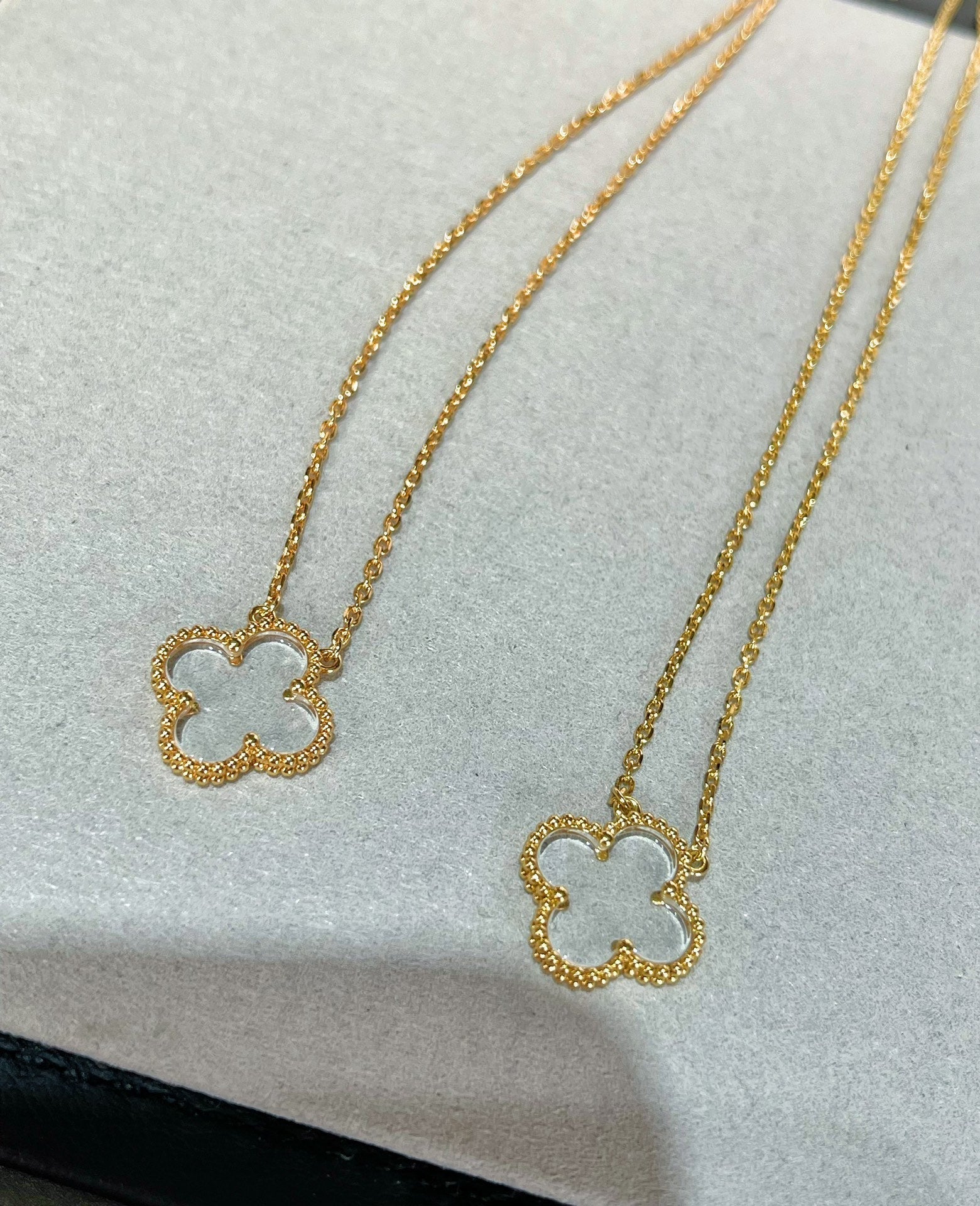 [Shinejoy] COLLIER EN OR ROSE ET CRISTAL DE CLOVER ROCK