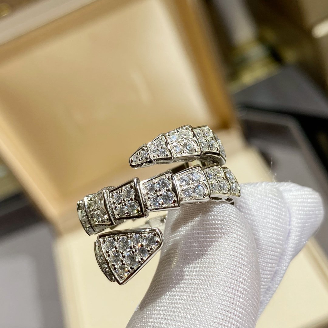 [Shinejoy]SERPENTI DOUBLE RING SILVER DIAMOND PAVED
