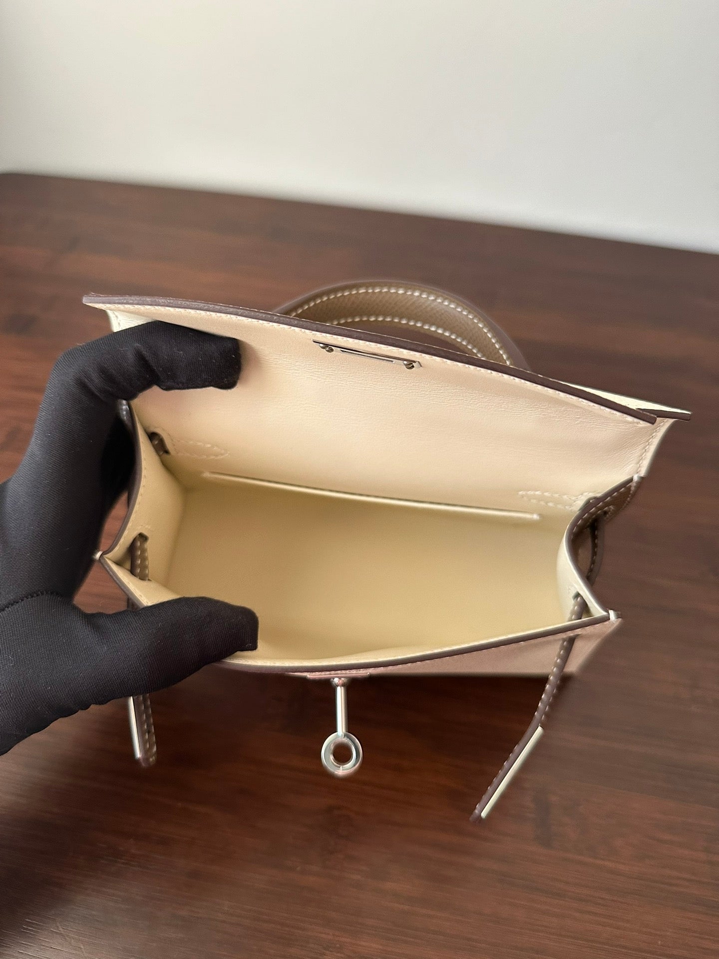 HM ケリー ミニ 20 ホワイト エプソム シルバー ハードウェア