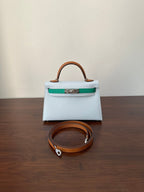 HM KELLY MINI 20 BLEU NUAGE EPSOM ARGENT FERMOIR