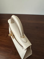 HM KELLY MINI 20 BLANC CHEVRE FERMOIR DORÉ