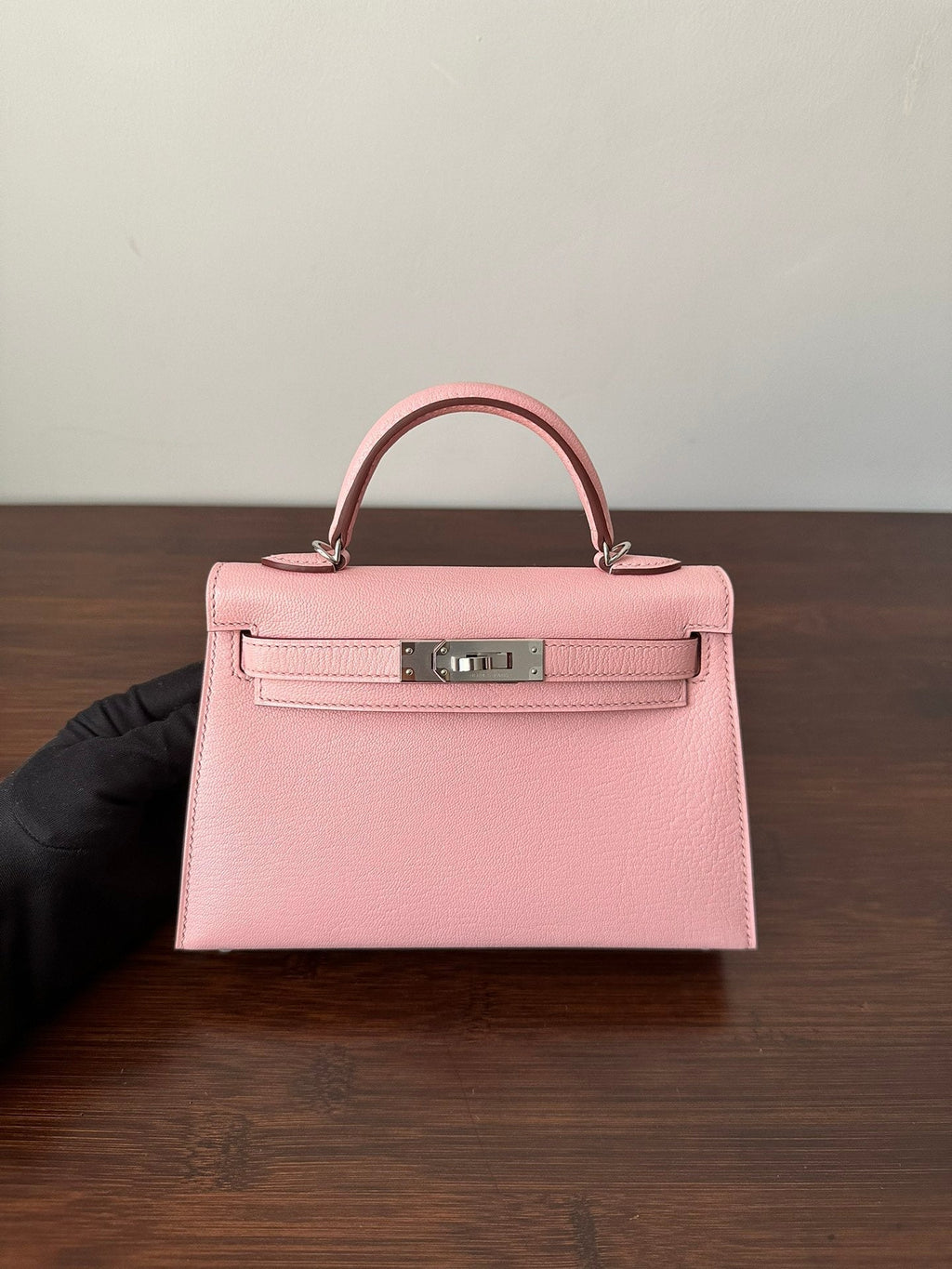 HM ケリー ミニ 20 ピンク シェーブル シルバー金具