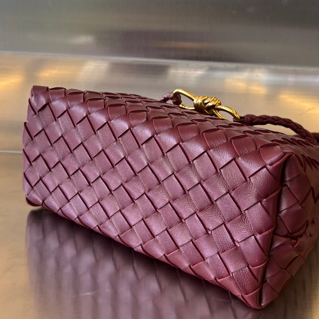 BV SMALL ANDIAMO 25CM PEAU D'AGNEAU ROUGE FONCÉ