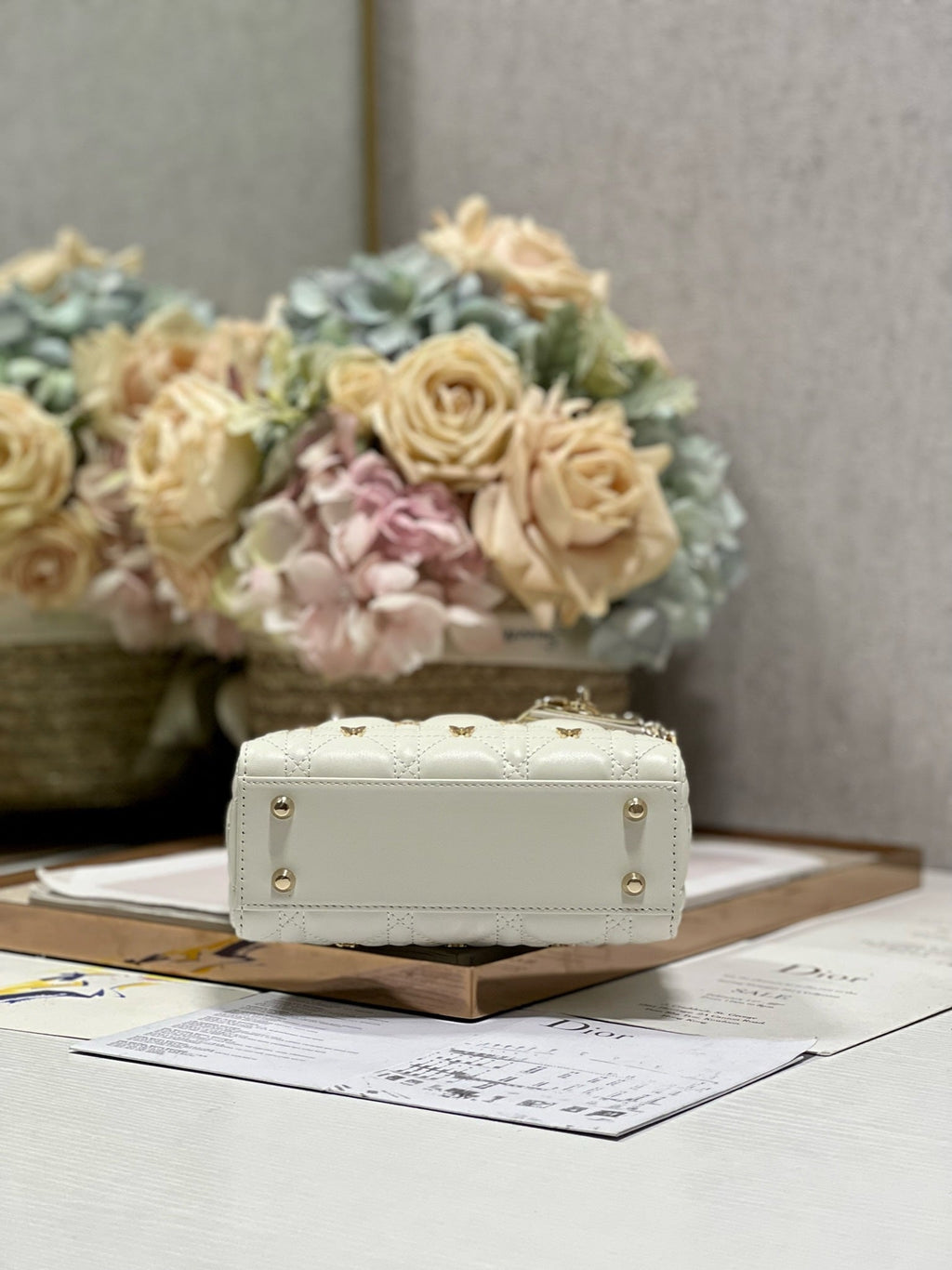 MINI LADY 17 BUTTERFLY STUD PEAU D'AGNEAU BLANCHE