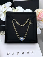 [Shinejoy]New Blue Floral Double-Layer Necklace