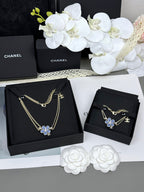 [Shinejoy]VOLTE Bracelet double couche à motif floral bleu