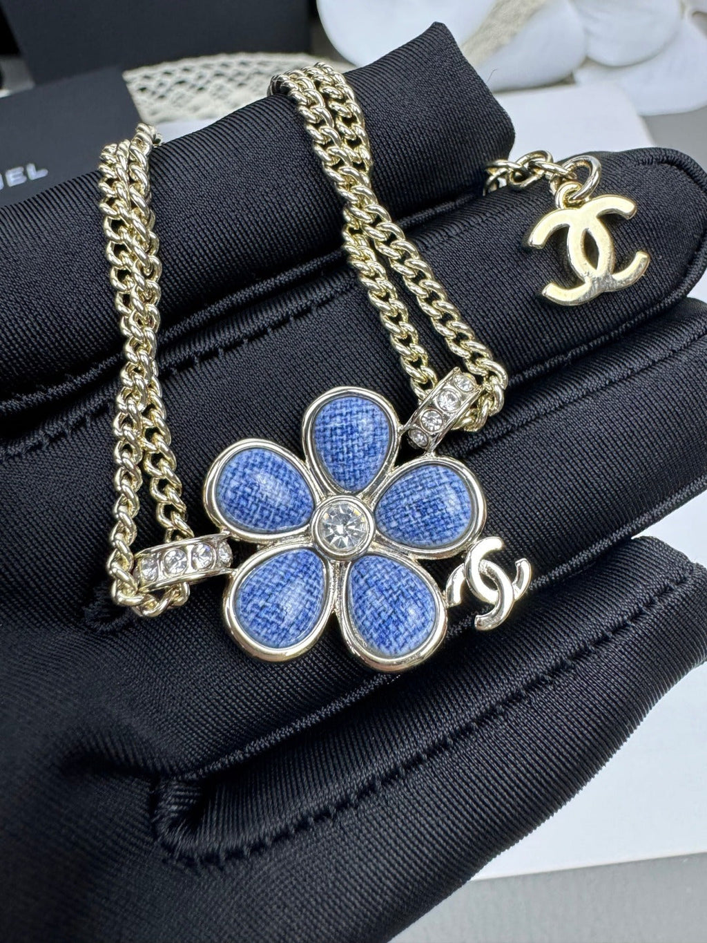 [Shinejoy]VOLTE Bracelet double couche à motif floral bleu