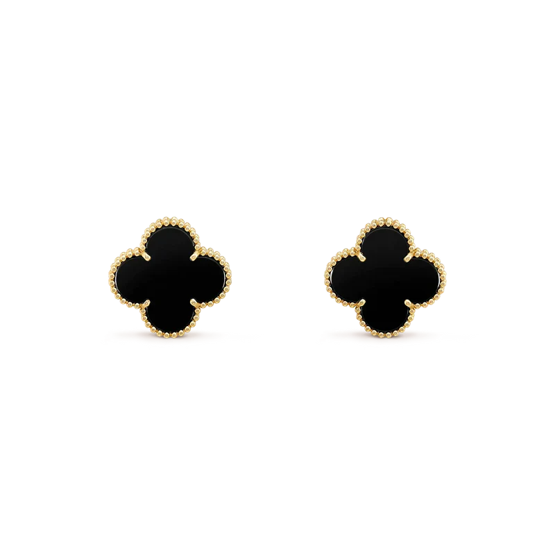 [Shinejoy]CLOVER MEDIUM 1 MOTIFS  ONYX STUD EARRINGS