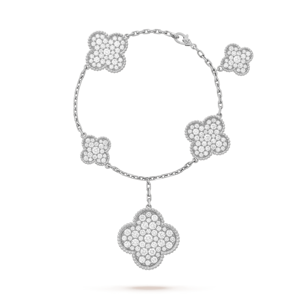 [Shinejoy]CLOVER 6 MOTIFS SILVER DIAMOND BRACELET