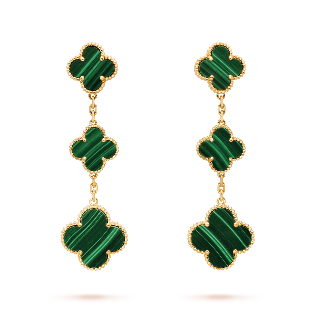 [Shinejoy]CLOVER MALACHITE 3 MOTIFS GOLD