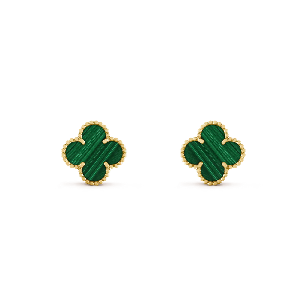 [Shinejoy]CLOVER MEDIUM 1 MOTIFS MALACHITE  EARRINGS