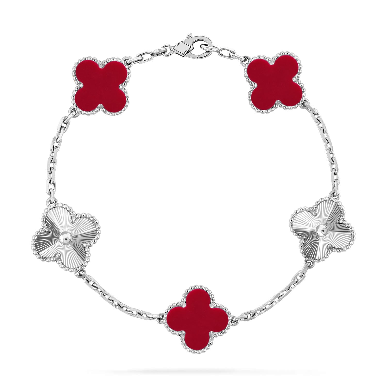 [⭐Shinejoy] CLOVER 5 MOTIF RED CORNELIAN BRACELET COLLECTION