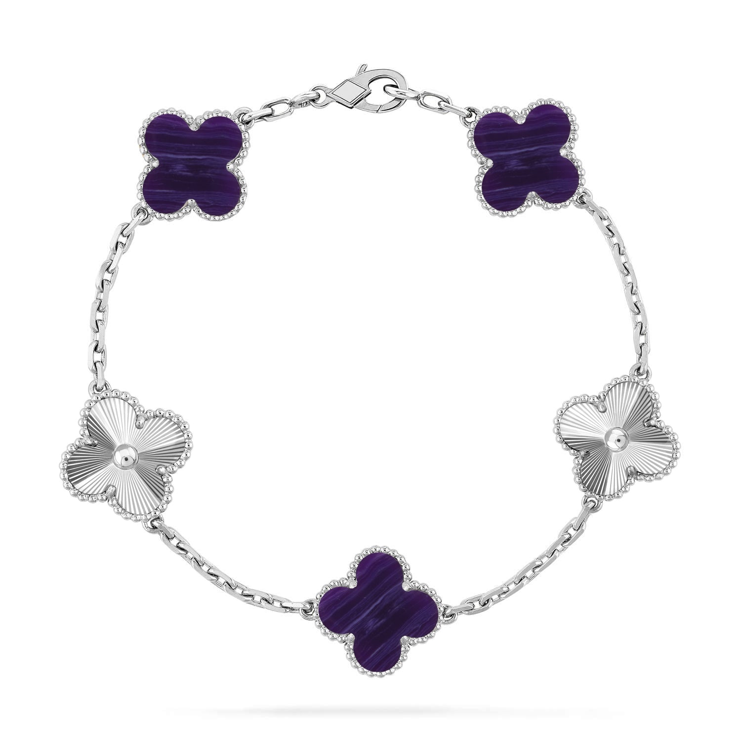 [⭐Shinejoy]CLOVER 5 MOTIF PURPLE STRIPES BRACELET COLLECTION