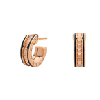 [Shinejoy]ZERO 1 ROCK PINK GOLD EARRINGS WITH STUDDED SPIRAL AND BLACK CERAMIC