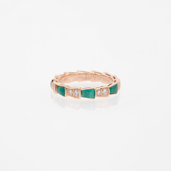 [Shinejoy]SERPENTI RING PINK GOLD MALACHITE DIAMOND 3MM