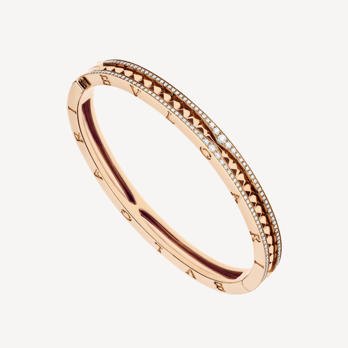 [Shinejoy]ZERO 1 SPIRAL AND PAVED DIAMOND PINK GOLD BRACELET