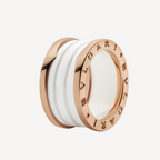 [Shinejoy]ZERO 1 FOUR-BAND LOOPS AND WHITE CERAMIC SPIRAL PINK GOLD RING