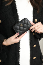 CC ジップ付きコイン ベーシック パース 11 ブラック カーフスキン ゴールド アイコン