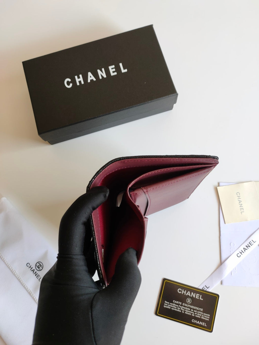 CC ジップ付きロングパース 19 ブラック グレインカーフスキン ゴールドアイコン