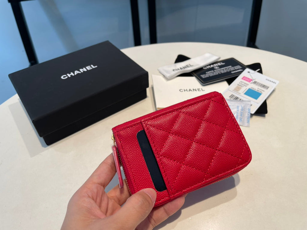 CC ジップ付きコインパース 11 レッド グレインカーフスキン