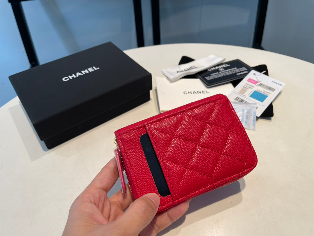 CC ジップ付きコインパース 11 レッド グレインカーフスキン