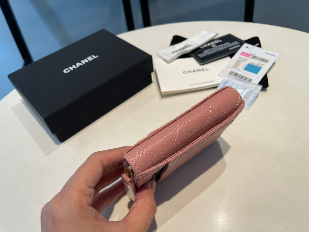 CC ジップ付きコインパース 11 ピーチ グレインカーフスキン