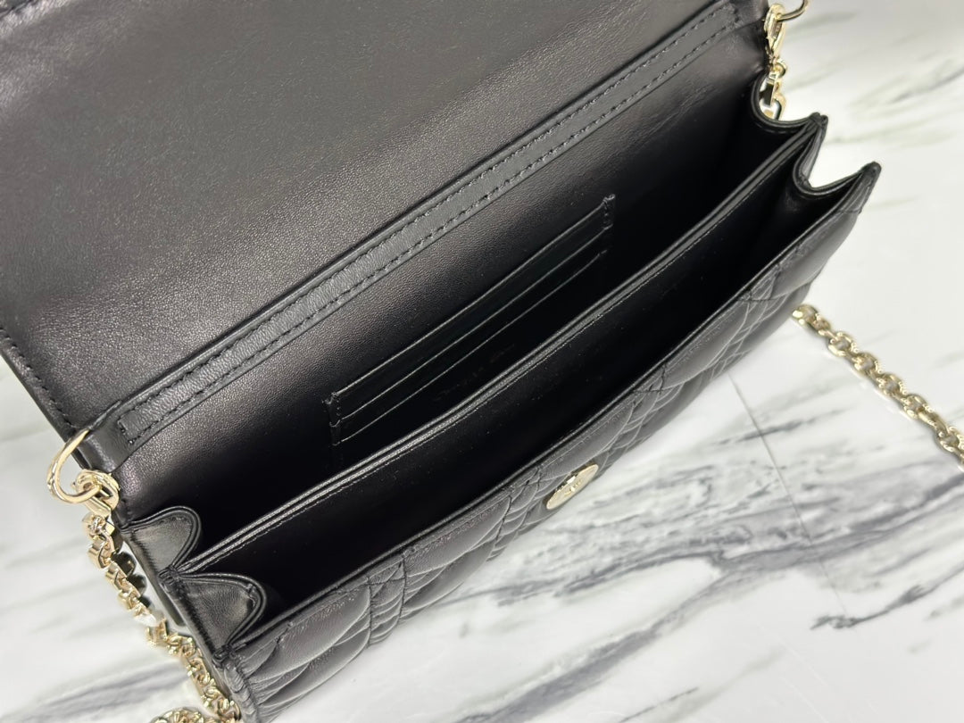 Sac à main Lady Chain 21 en cuir d'agneau noir