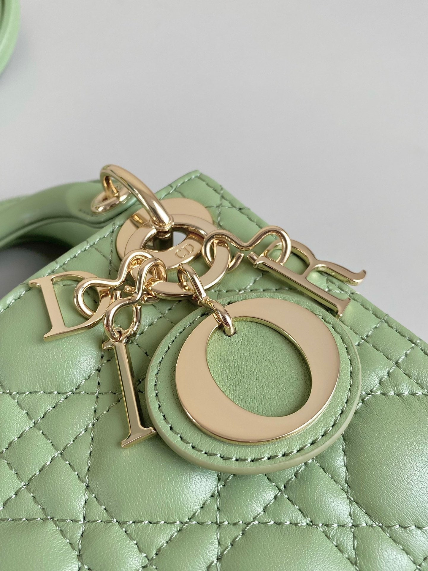 SAC MICRO LADY 12 EN CUIR D'AGNEAU VERT CLAIR