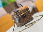 LV 25S VANITY 19 IN DARK BROWN MONOGRAM COATED CANVAS LEATHER TRIM BLACK