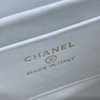 Sac à rabat 23P 15 cm Blanc Caviar Fermeture éclair dorée 