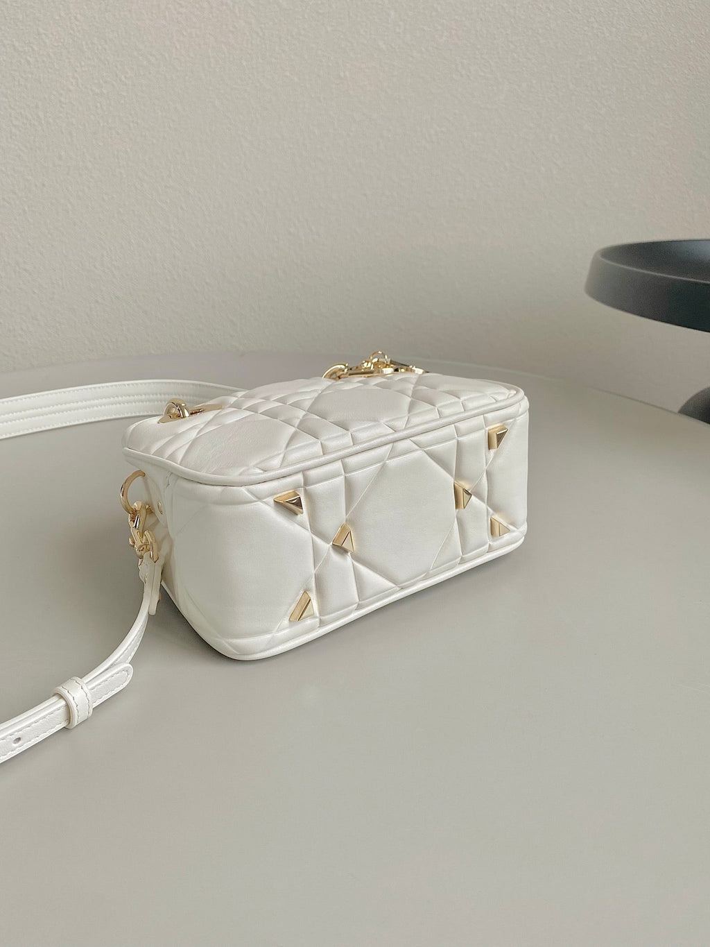 MINI LADY 19 EN CUIR D'AGNEAU BLANC