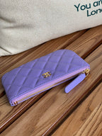 CCクラシック スモール 15 ジップポーチ（アメジストパープル グレインカーフスキン製）