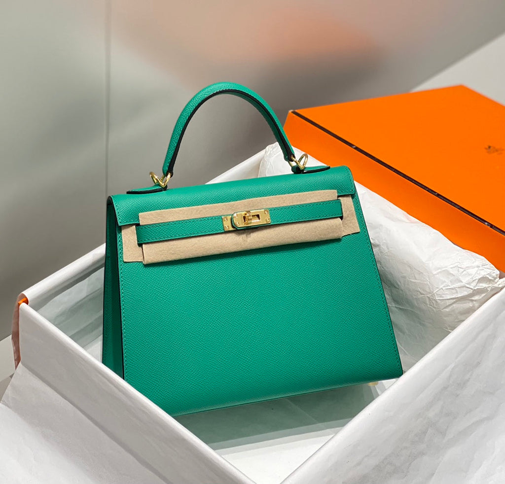 Sac Kelly 25 cm Vertigo en cuir de veau Epsom avec finitions dorées