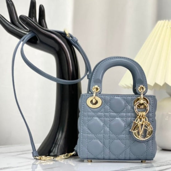 SAC MICRO LADY 12 EN CUIR D'AGNEAU BLEU SAPHIR