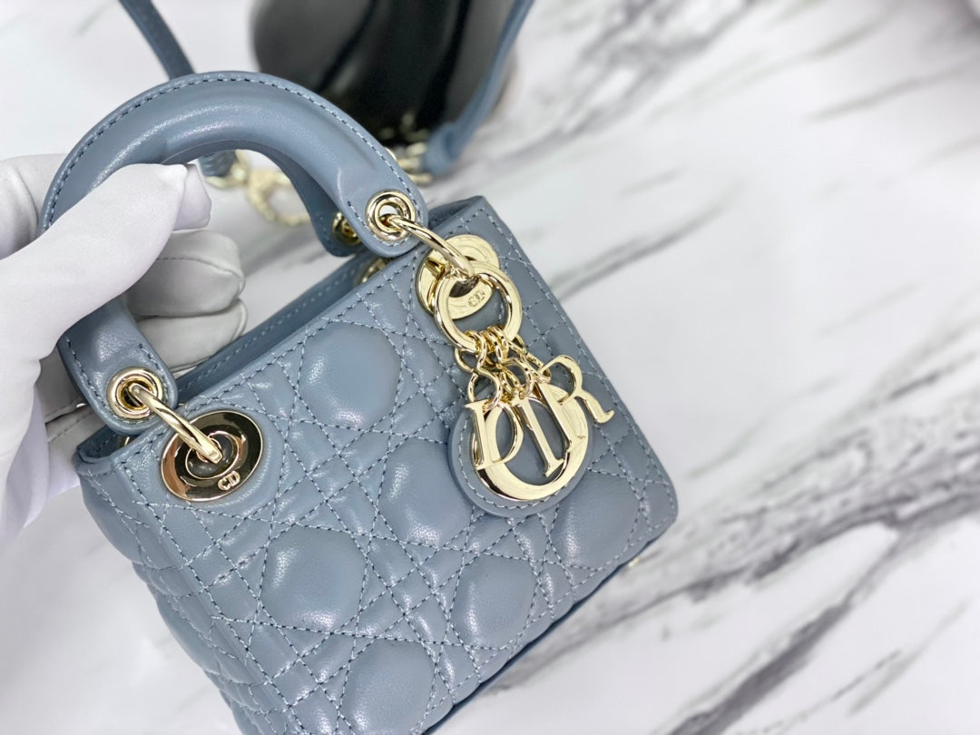 SAC MICRO LADY 12 EN CUIR D'AGNEAU BLEU SAPHIR
