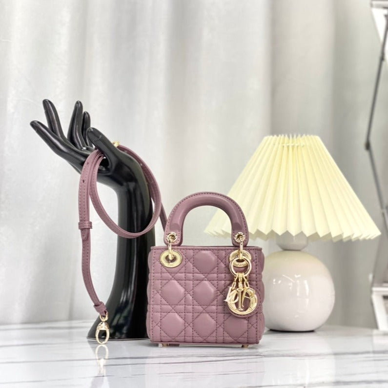 SAC MICRO LADY 12 EN CUIR D'AGNEAU VIOLETTE CLAIRE