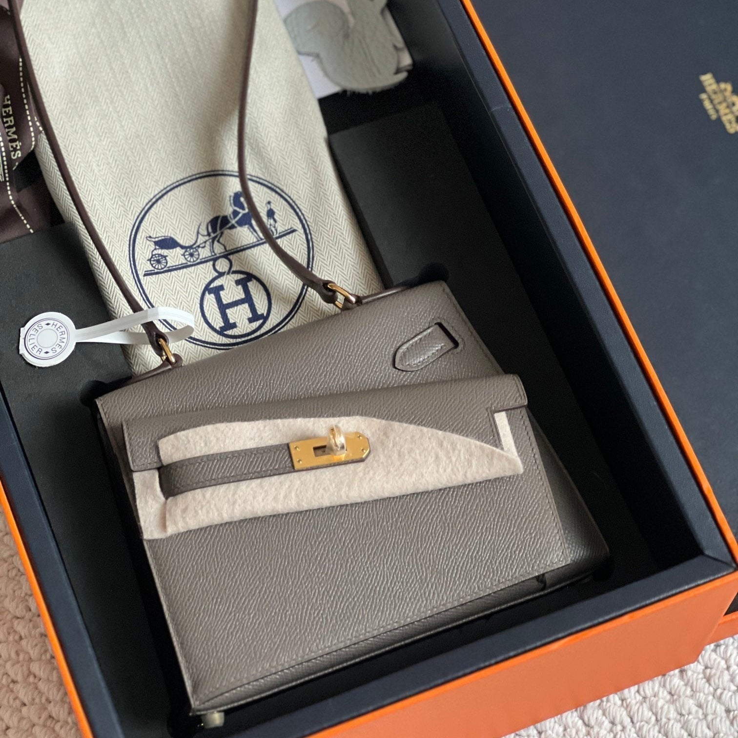 ケリー デソルドレ 20 ミディアムブラウン エプソムレザー ゴールド金具