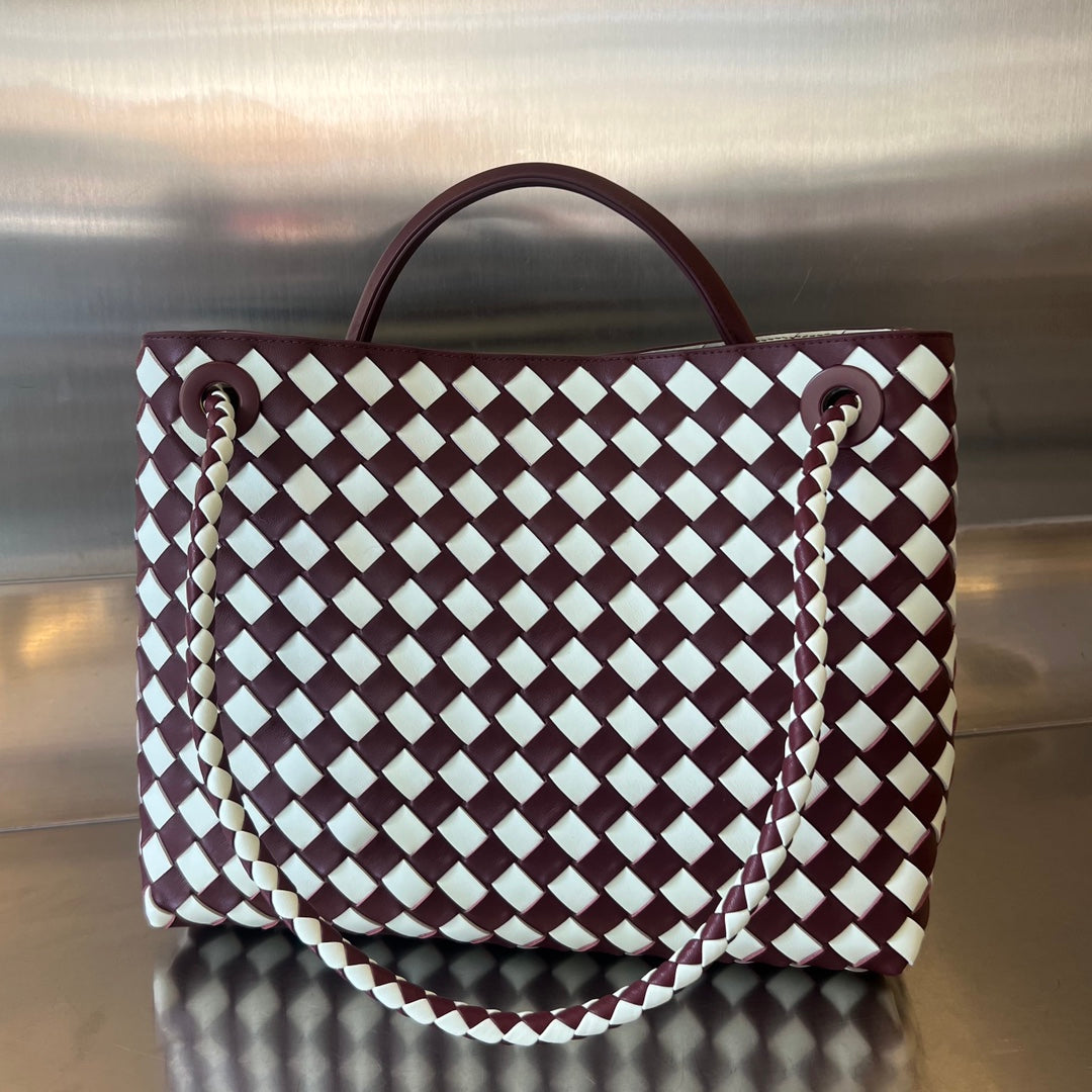 SAC ANDIAMO MOYEN 32 EN CUIR DE VEAU ROUGE ET BLANC