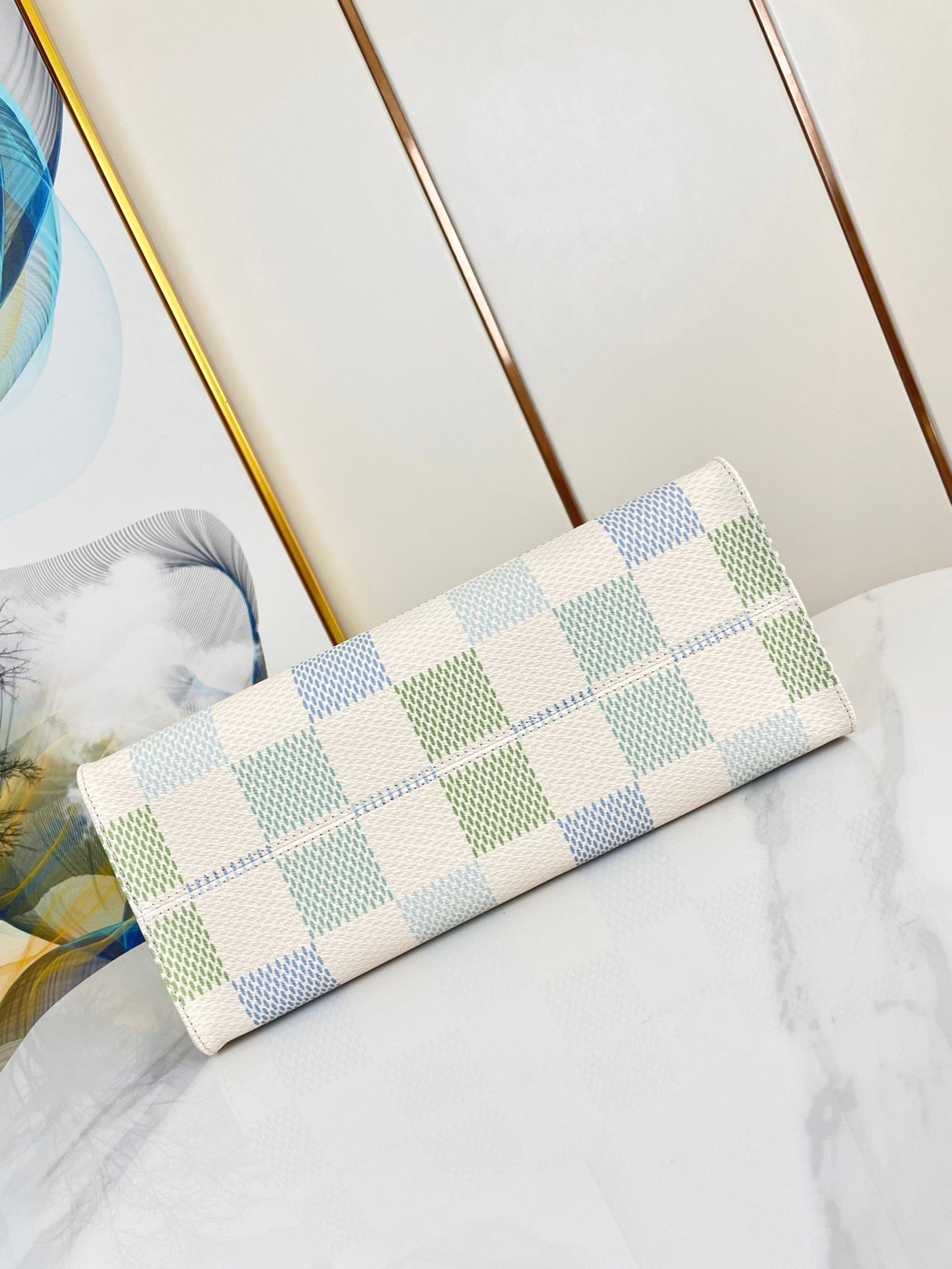 ONTHEGO 35 EN TOILE GÉANTE DAMIER PISTACHE