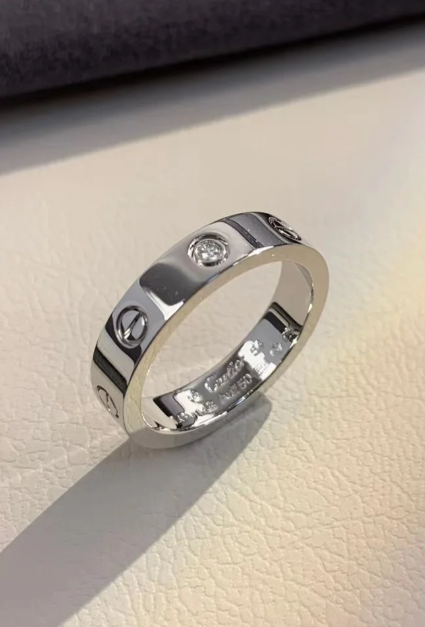 [Shinejoy]LOVE RING 4MM 1 DIAMOND SILVER