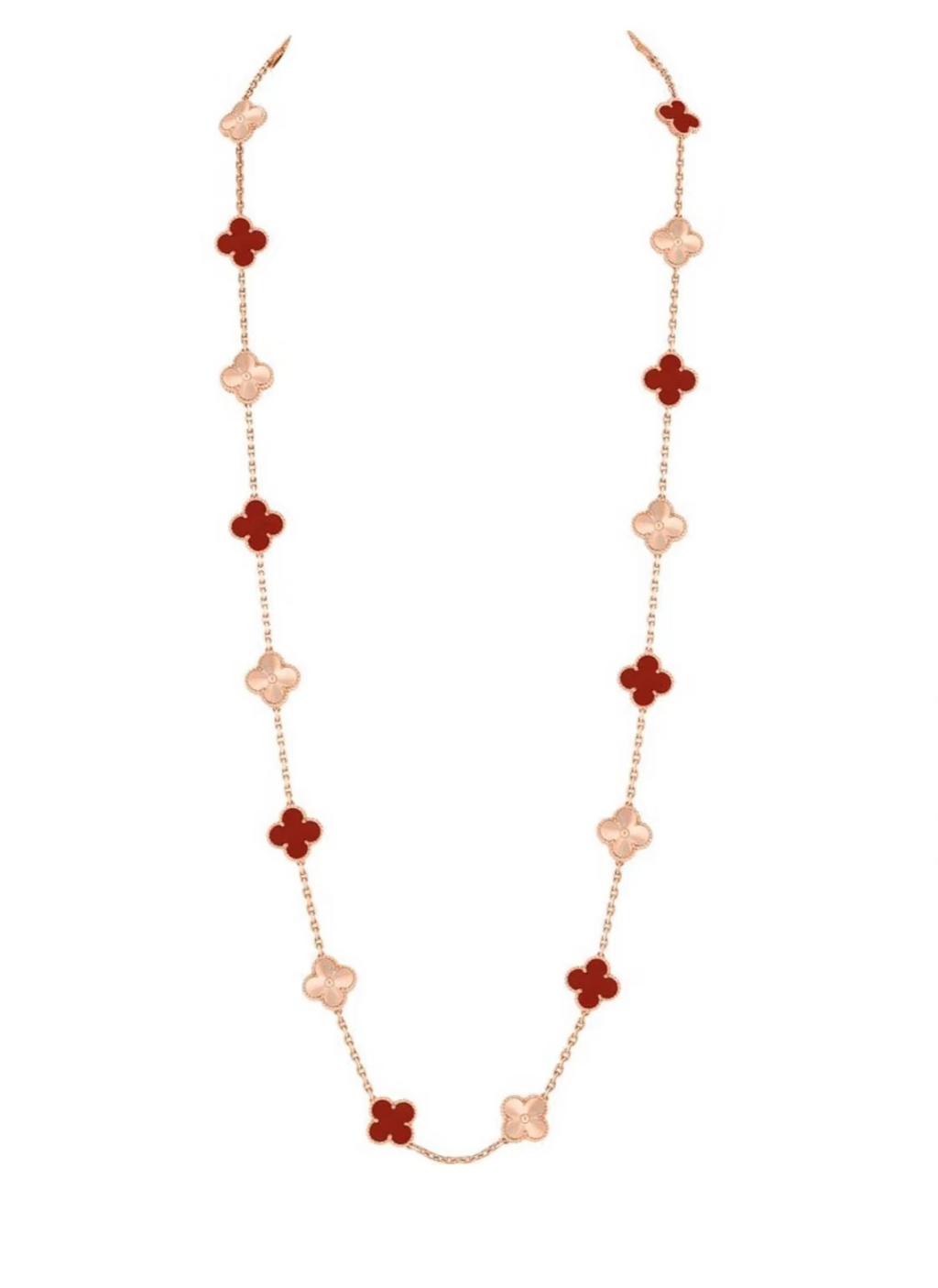 [Shinejoy]CLOVER 20 MOTIFS LASER CARNELIAN NECKLACE