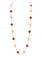[Shinejoy]CLOVER 20 MOTIFS LASER CARNELIAN NECKLACE
