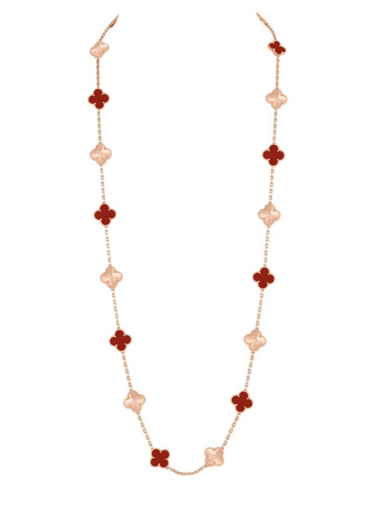 [Shinejoy]CLOVER 20 MOTIFS LASER CARNELIAN NECKLACE