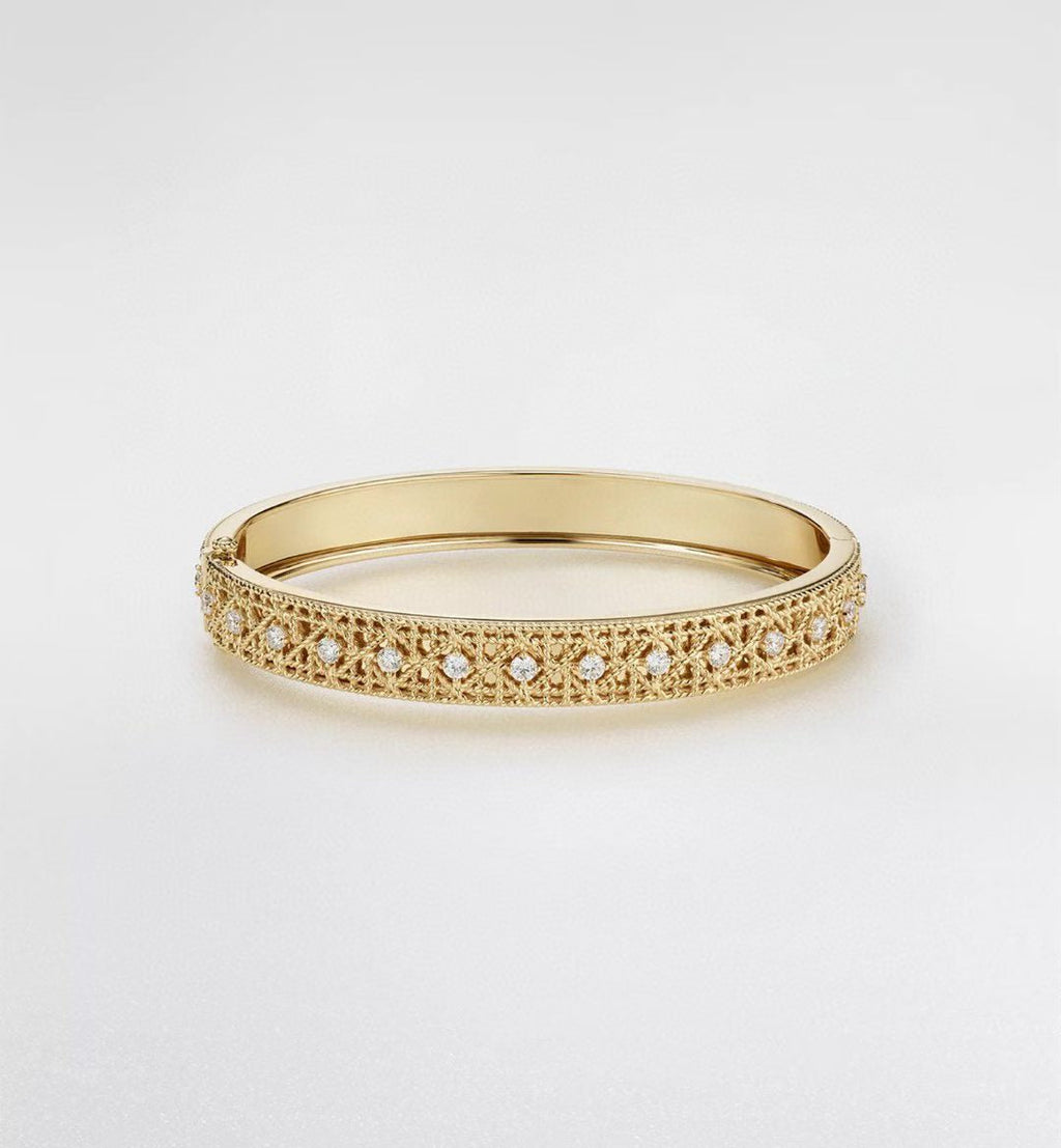 [Shinejoy]2026 WOVEN-PATTERN BRACELET SET WITH FULL DIAMOND INLAY THREE-COLORS