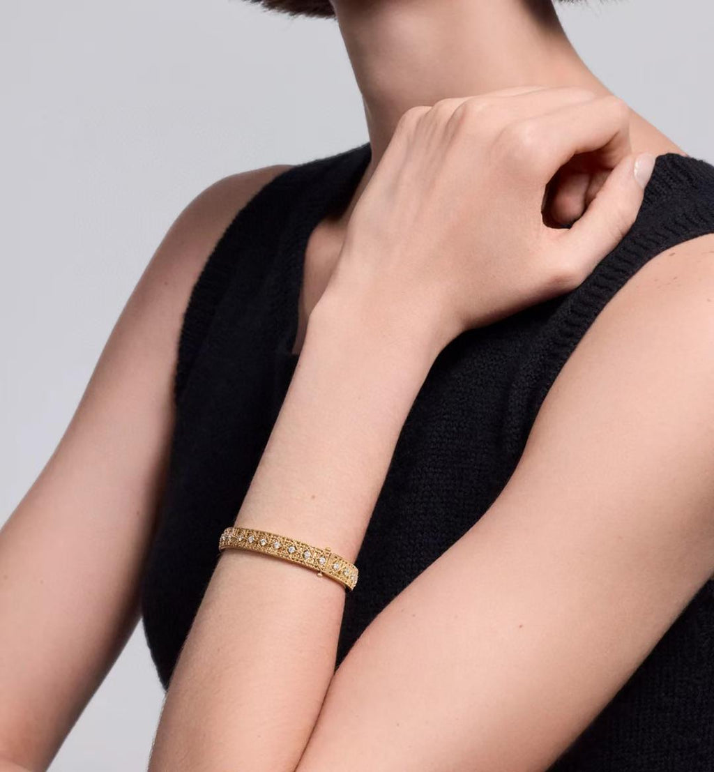 [Shinejoy]2026 WOVEN-PATTERN BRACELET SET WITH FULL DIAMOND INLAY THREE-COLORS