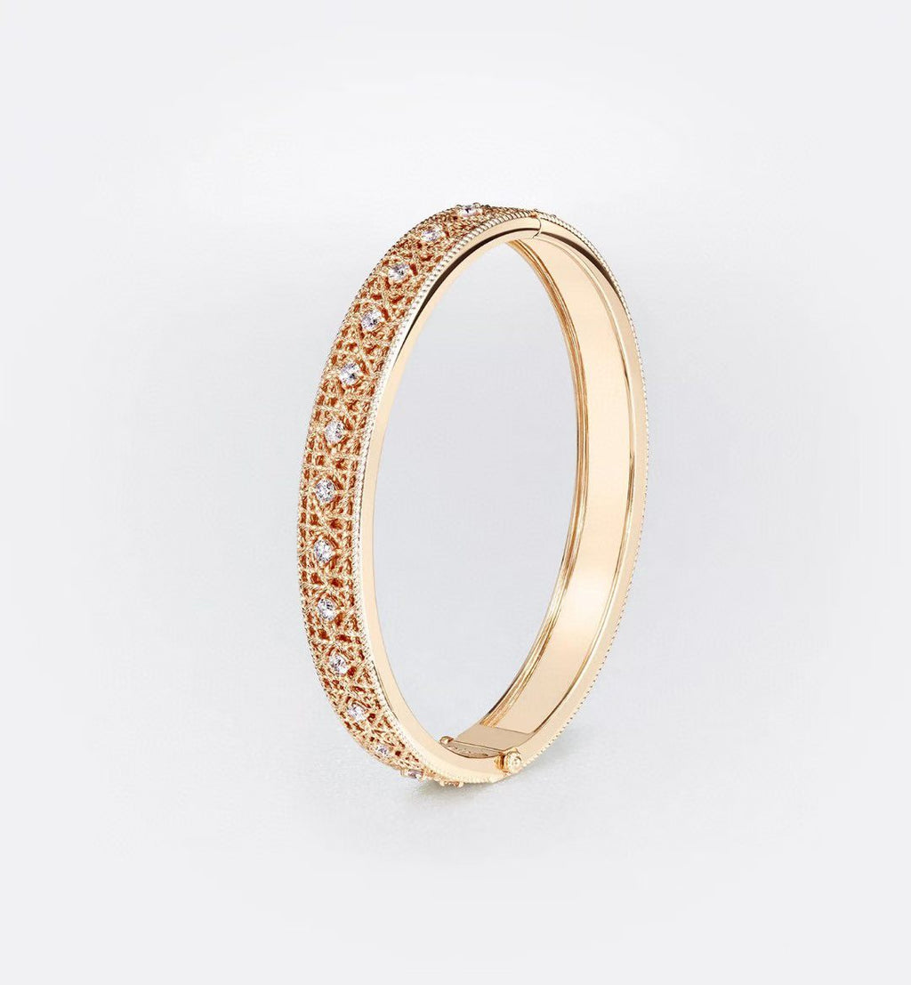 [Shinejoy]2026 WOVEN-PATTERN BRACELET SET WITH FULL DIAMOND INLAY THREE-COLORS
