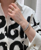 [Shinejoy]2026 WOVEN-PATTERN BRACELET SET WITH FULL DIAMOND INLAY THREE-COLORS