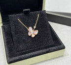 [Shinejoy]BUTTERFLY PINK MOTHER-OF-PEARL DIAMOND NECKLACE