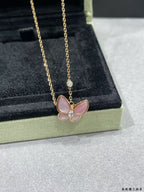 [Shinejoy]BUTTERFLY PINK MOTHER-OF-PEARL DIAMOND NECKLACE